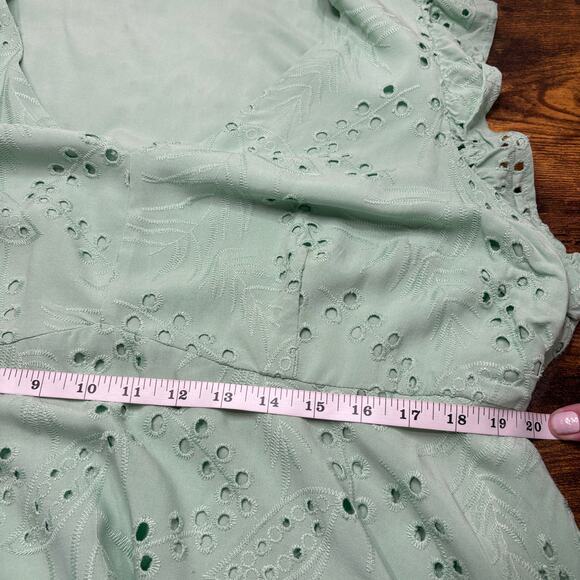 Torrid 2X Babydoll Tank Top Blouse Eyelet Ruffle Green Fairy Cottage Coquette - Picture 6 of 15